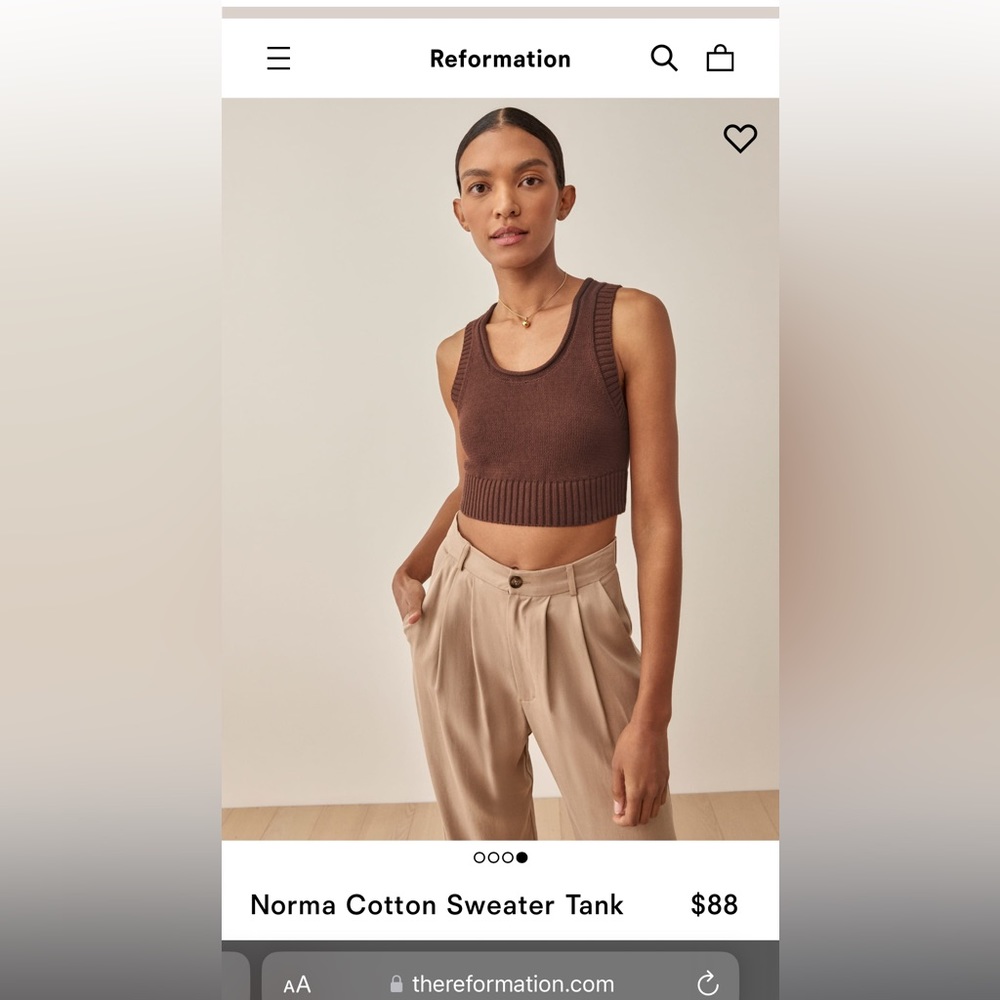 Reformation knit sweater tank top - size L